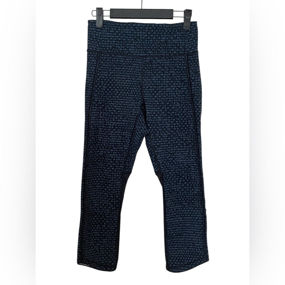 Lululemon 6 Deep Breath Crop 21" Shatter Weave Mesh Leggings Desert Teal Yoga